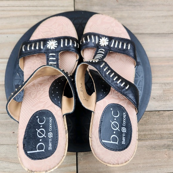 BOC Born Concept Womens size 6 Cork Wedge Heel Slide Sandals - Picture 7 of 10